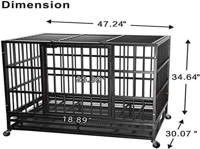Alt view image 7 of 7 - 48'' Heavy Duty Metal Dog Cage Kennel Crate and Playpen for Training Large Dog Indoor Outdoor with Double Doors & Locks Design Included Lockable Wheels Removable Tray(42in 48in) (48 in, Black)