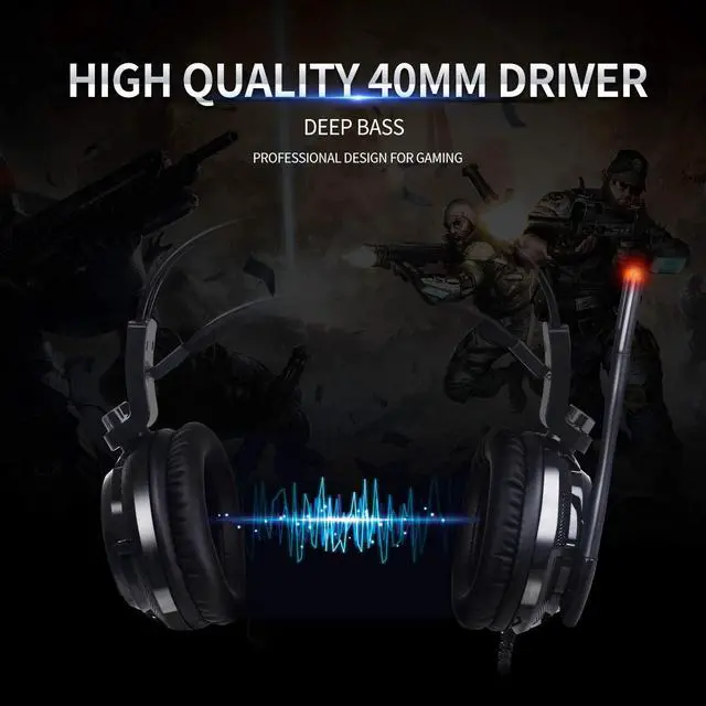 Alt view image 4 of 7 - SOMIC  Gaming Headset for PS4, PC and Laptop, 7.1 Virtual Surround Sound USB Lightweight Over Ear Headphone with Mic,Volume Control,LED(Black)