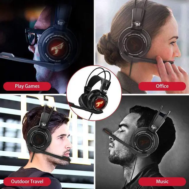 Alt view image 5 of 7 - SOMIC  Gaming Headset for PS4, PC and Laptop, 7.1 Virtual Surround Sound USB Lightweight Over Ear Headphone with Mic,Volume Control,LED(Black)