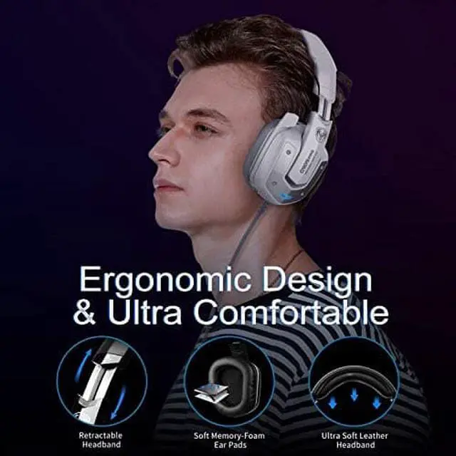 Alt view image 7 of 7 - SOMIC G909PRO 7.1 Virtual Surround Sound USB Gaming Headset Over Ear Bass Headphone for PS4,PC with Mic,Volume Control,LED(Black)