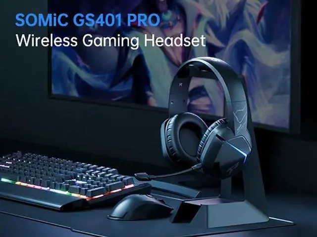 Alt view image 5 of 7 - SOMIC 5.3 bluetooth Gaming Headset with Microphone for PS5, PS4, Computer Gamer Headphone with Stereo Sound, Detachable Mic, Soft Earmuffs, RGB LED Light, 10H+ Playtime (Xbox one in Wired Mode)