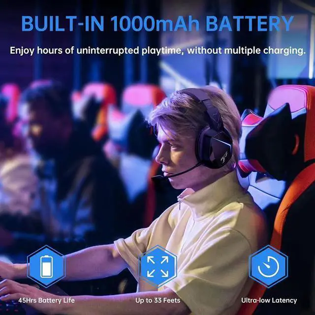 Alt view image 7 of 7 - SOMIC 5.3 bluetooth Gaming Headset with Microphone for PS5, PS4, Computer Gamer Headphone with Stereo Sound, Detachable Mic, Soft Earmuffs, RGB LED Light, 10H+ Playtime (Xbox one in Wired Mode)