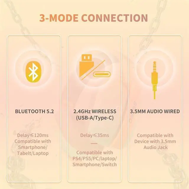 Alt view image 5 of 7 - SOMIC GS810 bluetooth Gaming Headset with Microphone for PS5, PS4, Computer Gamer Headphone with Stereo Sound, Detachable Mic, Soft Earmuffs, RGB LED Light, 10H+ Playtime (Xbox one in Wired Mode)