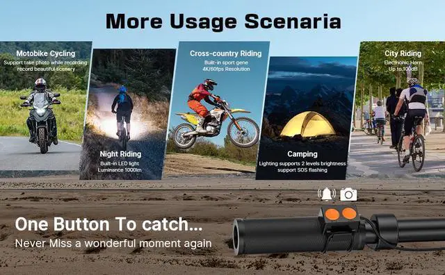 Alt view image 6 of 7 - Wali space BTO3PrO ACTION CAMERA  with IPX 5 4K/60fps, 2500mAh battery support 128G memory  1000LM  LED light with EIS function