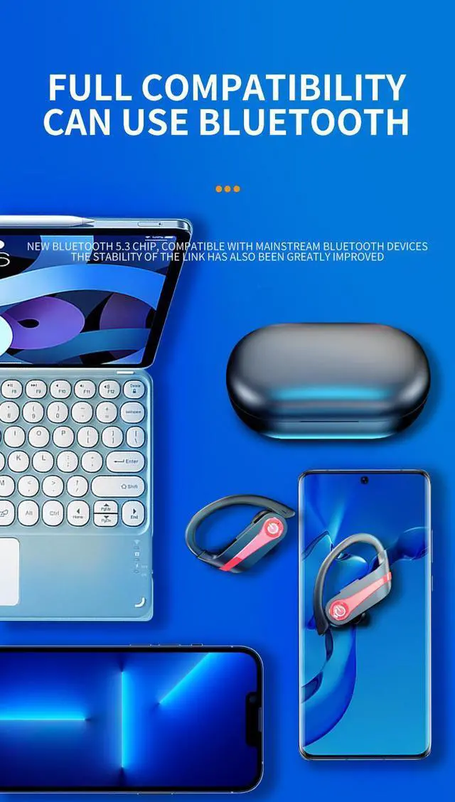 Alt view image 3 of 7 - Wali  space Q63-3 Black Bluetooth 5.3 headset, 15hours  playing time  with 950mAh battery Capacity,Type-C charging port Black/Black