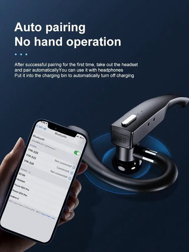 Alt view image 2 of 7 - Wali space YYK-525  BUSINESS  Bluetooth 5.1 headset, transmission distance 10m, Horn size: Diameter 13mm,standby 180 hours,10-12 hours playing time with battery 500mAh
