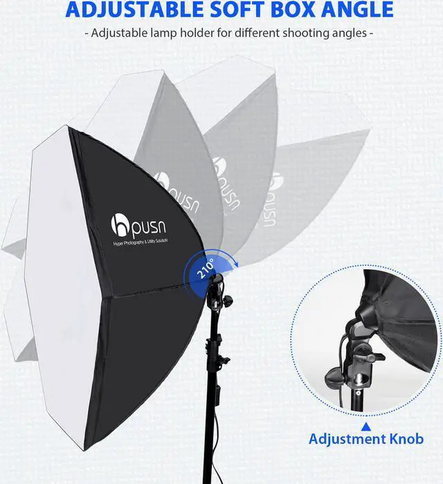 Alt view image 2 of 6 - HPUSN Softbox Lighting Kit 2x76x76cm Photography Continuous Lighting System Photo Studio Equipment with 2pcs E27 Socket 60W 5400K Bulbs for Portrait Product Fashion Photography
