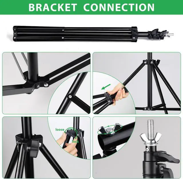 Alt view image 6 of 7 - HPUSN Backdrop Stand - 10ft x 7ft Adjustable Photoshoot Backdrop - Photo Backdrop Stand for Parties - Backdrop Includes Travel Bag, Sand Bags, Clamps - Photo Video Studio