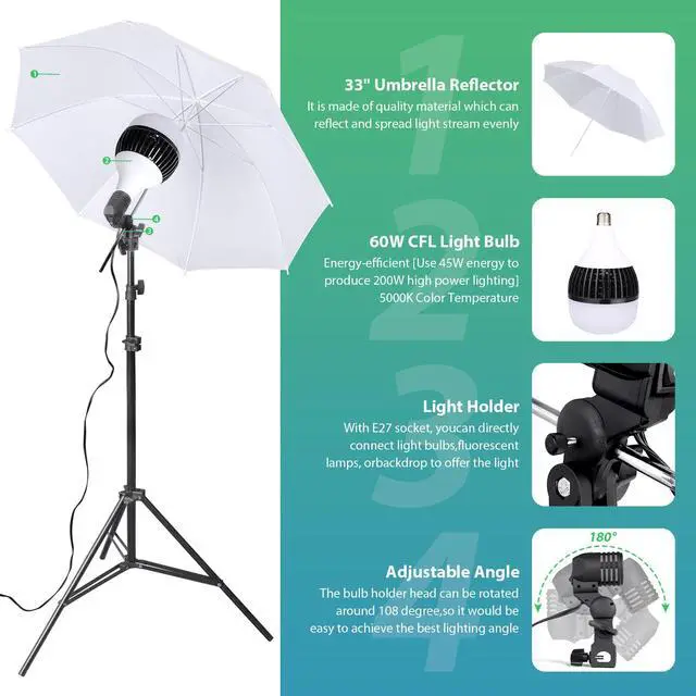 Alt view image 5 of 7 - HPUSN 8.5 x 10 ft Background Support System, Photo Video Studio Light Kit 5500K Umbrellas Softbox Continuous Lighting Kit for Photo Studio Product, Portrait and Video Shoot Photography