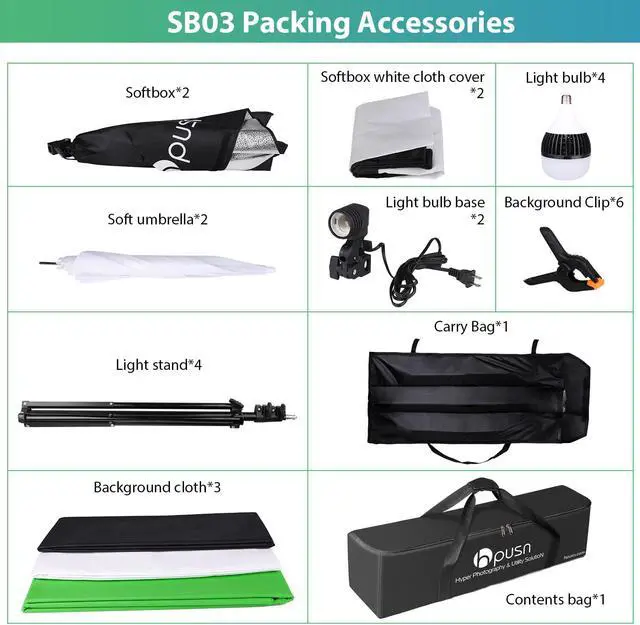 Alt view image 7 of 7 - HPUSN 8.5 x 10 ft Background Support System, Photo Video Studio Light Kit 5500K Umbrellas Softbox Continuous Lighting Kit for Photo Studio Product, Portrait and Video Shoot Photography