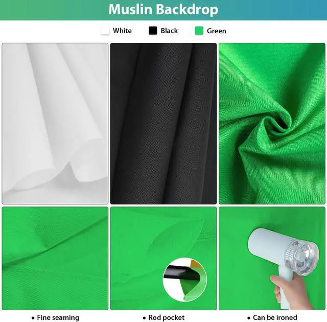 Alt view image 4 of 7 - HPUSN 8.5 x 10 ft Background Support System, Photo Video Studio Light Kit 5500K Umbrellas Softbox Continuous Lighting Kit for Photo Studio Product, Portrait and Video Shoot Photography