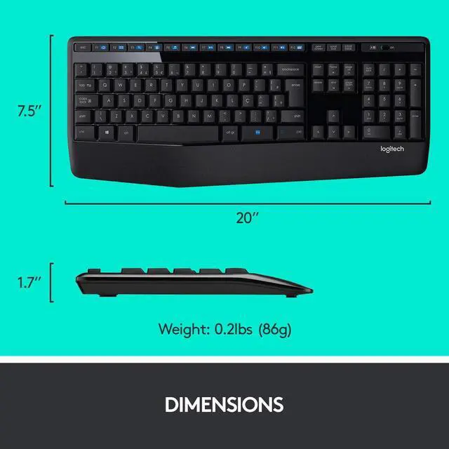 Alt view image 6 of 7 - Logitech Wireless Keyboard & Mouse Combo - 12 Function Keys 2.4GHz 1000DPI USB RF