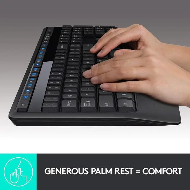 Alt view image 2 of 7 - Logitech Wireless Keyboard & Mouse Combo - 12 Function Keys 2.4GHz 1000DPI USB RF
