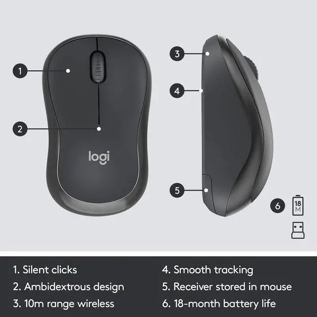 Alt view image 6 of 7 - Logitech MK295 Wireless Mouse & Keyboard Combo with Silent Touch Technology