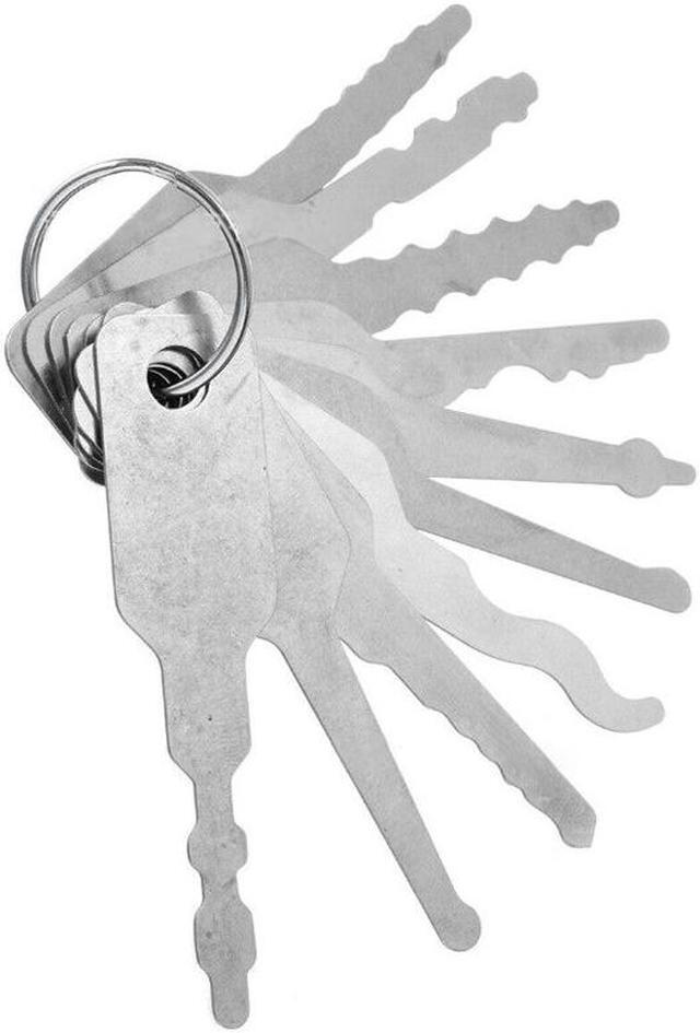 Alt view image 4 of 6 - 10Pcs  Stainless Steel Jiggler Keys Dual Sided Car Unlocking Lock Opening Repair Kits  Lock Opening Repair Tool Set