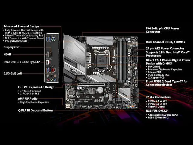 Alt view image 17 of 17 - Gigabyte Z590M GAMING X Intel Z590 Express LGA 1200 Micro ATX DDR4-SDRAM Motherboard