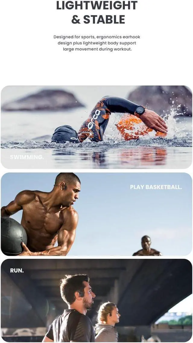 Alt view image 5 of 7 - ePP-BC-S6 SWIMMING, Bone Conduction military grade, open ear, sport headphones, Bluetooth 5.3, IPX8 design (Full water proof) Sold 32,000+ worldwide