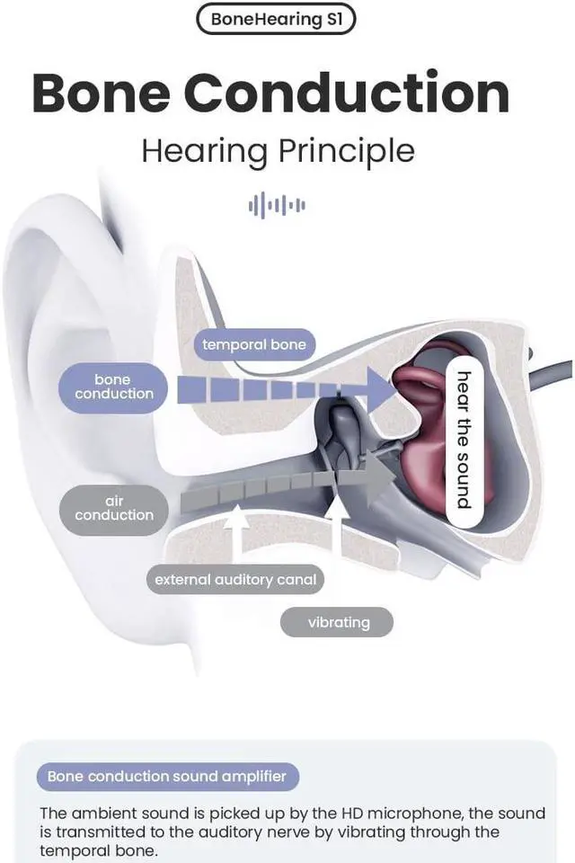 Alt view image 5 of 7 - YES, IT'S HEARING AIDS! 2 in ONE, Bluetooth Bone Conduction Hearing aids, and Bluetooth bone conduction headphones. eEAR-BC-BT-HPH The First Bone Conduction Military Grade, Hearing Amplifier aids