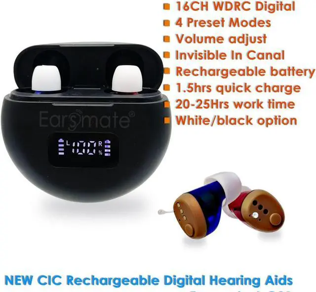 Alt view image 3 of 6 - eEAR-R-31 Rechargeable CIC Hearing Aids, most advanced Digital technology for invisible in the canal hearing aids