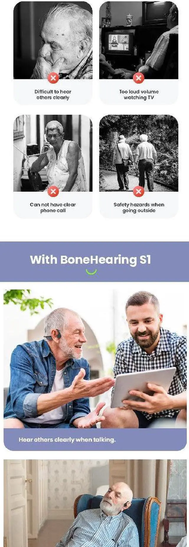 Alt view image 6 of 7 - YES, IT'S HEARING AIDS! 2 in ONE, Bluetooth Bone Conduction Hearing aids, and Bluetooth bone conduction headphones.   eEAR-BC-BT-HPH 002 The First Bone Conduction Military Grade, Hearing Amplifier aid