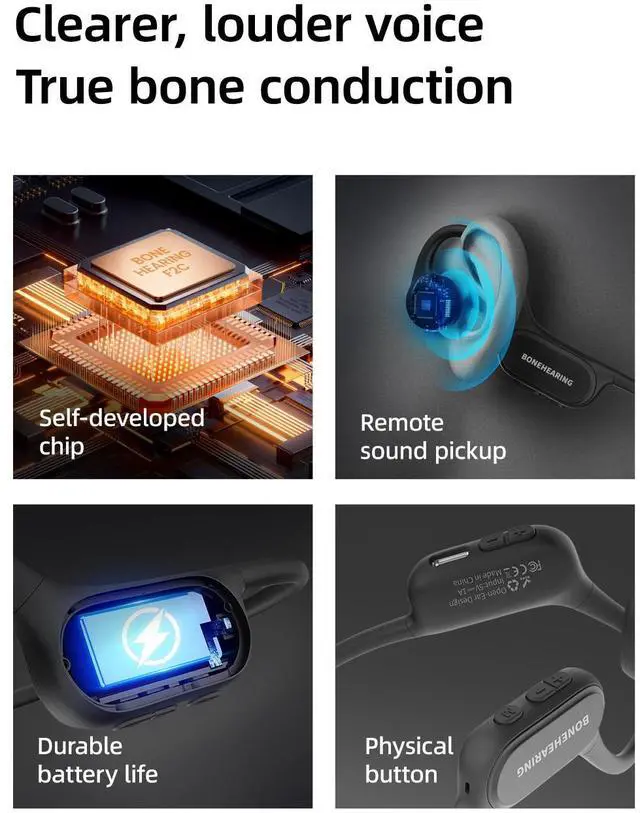 Alt view image 3 of 7 - eEAR-BC-HPH-Pro Bone Conduction Hearing Aids Amplifier Dual Volume Control Voice/Indoor/Outdoor Modes High Gain Fast Charging Noise Cancelling DSP Chip Military Grade Mic Best Bone Conduction Aid