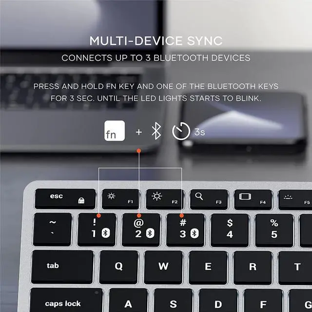 Alt view image 2 of 7 - Satechi Slim X1 Bluetooth Backlit Keyboard for Mac, Illuminated Keys & Multi-Device Sync, for MacBook Air/Pro M4, iPad Air/Pro M4, iPad/mini, Mac mini, iMac - Silver