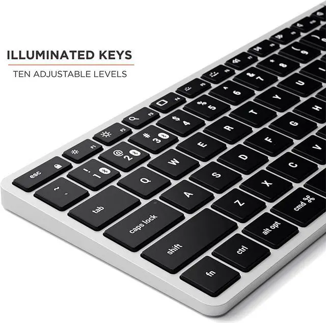 Alt view image 3 of 7 - Satechi Slim X1 Bluetooth Backlit Keyboard for Mac, Illuminated Keys & Multi-Device Sync, for MacBook Air/Pro M4, iPad Air/Pro M4, iPad/mini, Mac mini, iMac - Silver