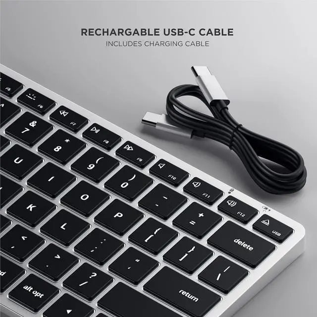 Alt view image 5 of 7 - Satechi Slim X1 Bluetooth Backlit Keyboard for Mac, Illuminated Keys & Multi-Device Sync, for MacBook Air/Pro M4, iPad Air/Pro M4, iPad/mini, Mac mini, iMac - Silver