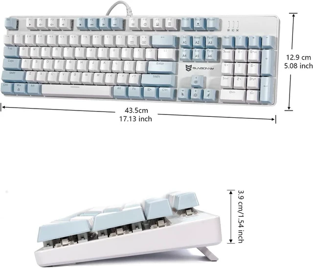 Alt view image 6 of 6 - Merdia 104 Keys US Layout Wired Mechanical PC Gaming Keyboard | White LED Backlit Hot Swappable Brown Switch Full Size Mechanical Keyboard | Blue & White Keycaps Wired Gaming Computer Keyboards