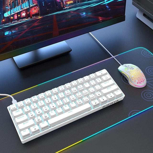 Alt view image 7 of 7 - DIERYA 60% Mechanical Keyboard, DK61se Wired Gaming Keyboard with Brown Switches, LED Backlit Ultra-Compact 61 Keys Mini Office Keyboard for Windows Laptop PC Gamer TypistWhite