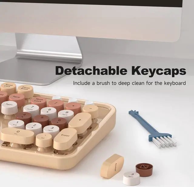 Alt view image 5 of 7 - Wired Computer Keyboard - Milk Tea Colorful Full-Size Round Keycaps Typewriter Keyboards for Windows Laptop PC Desktop Mac