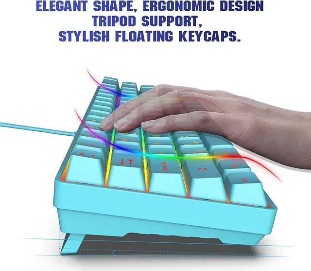 Alt view image 4 of 7 - Snpurdiri 60% Membrane Gaming Keyboard,RGB Compact Wired Small Keyboard, Strong Mechanical Feel for PC/Mac Gamer, Typist, Travel, Easy to Carry on Business Trip(68 Keys,Blue)
