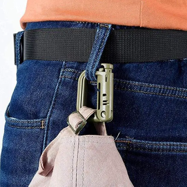 Alt view image 7 of 7 - D-Ring Grimlock Locking, 10 Packs Tactical Gear Clip as Tactical Bag Accessories for Molle Webbing with Zippered Pouch
