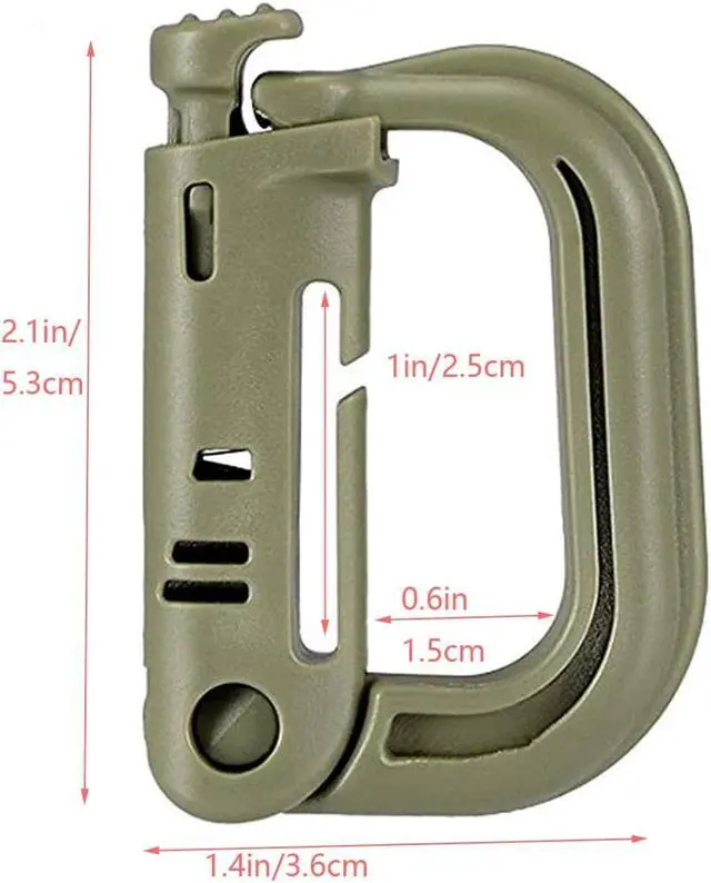 Alt view image 3 of 7 - D-Ring Grimlock Locking, 10 Packs Tactical Gear Clip as Tactical Bag Accessories for Molle Webbing with Zippered Pouch