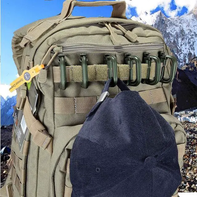 Alt view image 6 of 7 - D-Ring Grimlock Locking, 10 Packs Tactical Gear Clip as Tactical Bag Accessories for Molle Webbing with Zippered Pouch