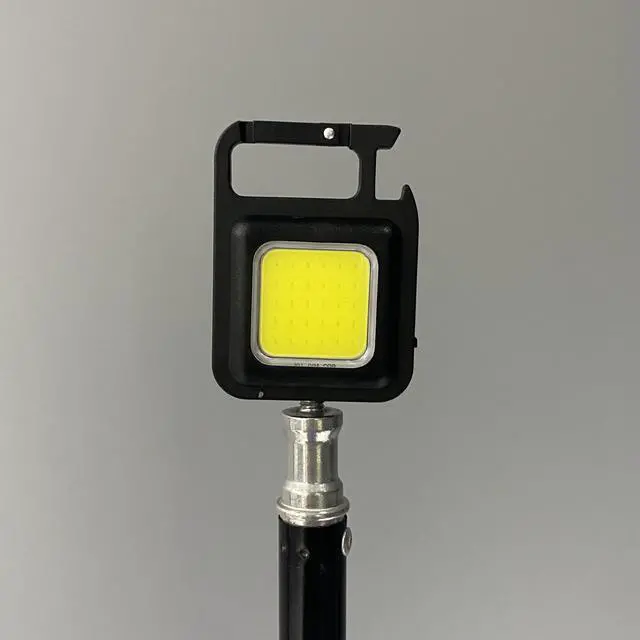 Alt view image 7 of 7 - Mini LED Flashlight Keychain COB Rechargeable 4 Modes Portable Work Light with Folding Bracket Bottle Opener and Magnet Base for Fishing Walking Dog Walking Emergency Camping