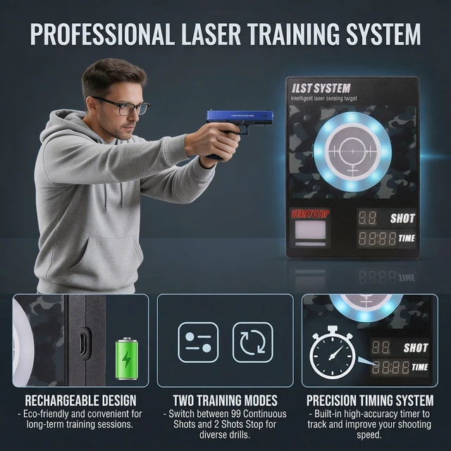 Alt view image 4 of 7 - SPECIAL PIE J10 Intelligent Electronic Scoring Timer Target Laser Sensing Target for Most of Laser Simulators IPSC Practising Target