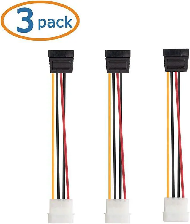 Alt view image 6 of 6 - Cable Matters 3-Pack 4 Pin Molex to SATA Power Cable (SATA to Molex) - 6 Inches