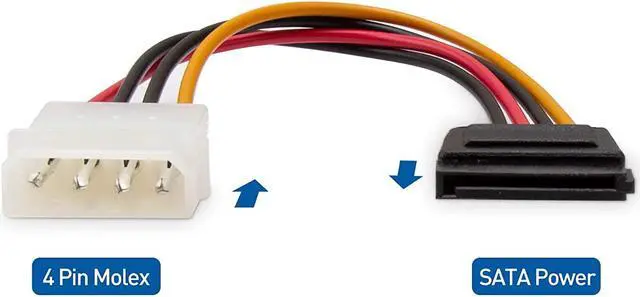 Alt view image 3 of 6 - Cable Matters 3-Pack 4 Pin Molex to SATA Power Cable (SATA to Molex) - 6 Inches