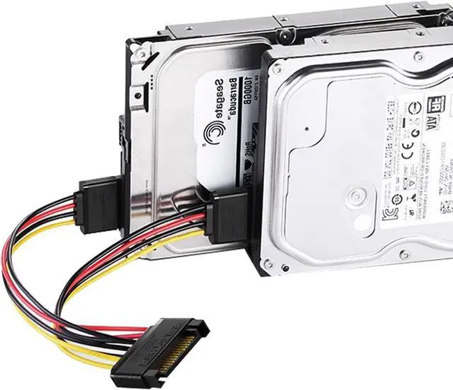 Alt view image 2 of 7 - SATA Power Splitter, 3 Pack 15 Pin SATA Male to Dual 15 Pin Female Power Y Splitter Cable Adapter Hard Drive, HDD, SSD, 9.8 Inches