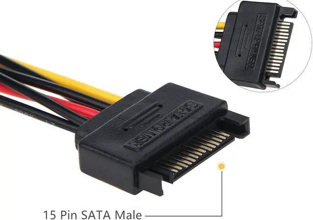 Alt view image 5 of 7 - SATA Power Splitter, 3 Pack 15 Pin SATA Male to Dual 15 Pin Female Power Y Splitter Cable Adapter Hard Drive, HDD, SSD, 9.8 Inches