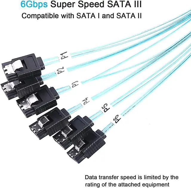 Alt view image 3 of 6 - SATA-III Cable-1M 6Pcs/Set-6Gbps-SATA Cable Replacement for Bitcoin Computer-Server CD DVD Drives Raid HDD-SSD Data Cable (3.3FT)
