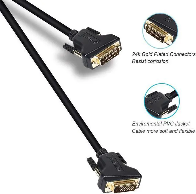 Alt view image 2 of 7 - DVI to DVI Cable, DVI-D to DVI-D Dual Link 6 Feet Cable