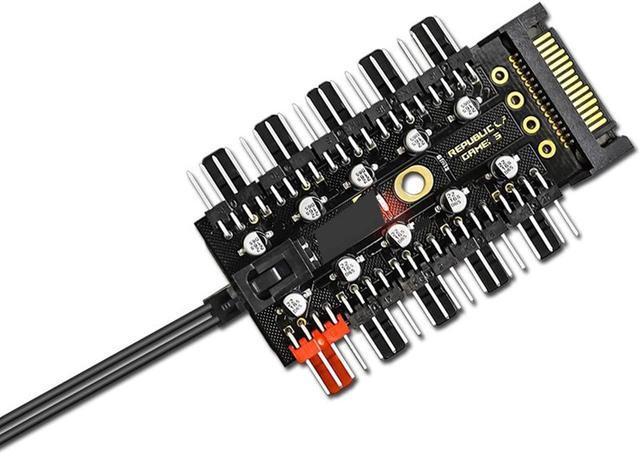 Chassis Fan Hub CPU Cooling, 10 Port 12 V SATA to Fan-Header with 4 Pin  PWM Controller