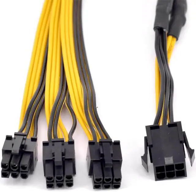 Alt view image 3 of 4 - PCIe GPU 6pin Port Multiplier PCIe Graphics card 6 Pin 1 to 3 ways Female to Male Extension Cable DIY BTC Power Supply Cord