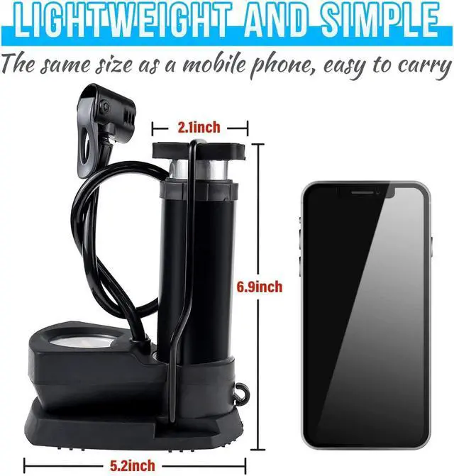 Alt view image 4 of 7 - Maxfoot Mini Bicycle Foot Pump Bike Floor Pumps with Pressure Gauge, Aluminum Air Pump Bike Tire Inflator Portable Cycling Fits Presta & Schrader Valve