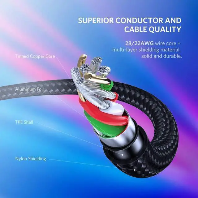 Alt view image 6 of 7 - UGREEN Micro USB Charger Cable 2 Pack Nylon Braided USB 2.0 A to Micro USB Android Quick Charge Cord with Bendable Wire Connection for Samsung LG Nokia HTC Moto Nexus 6FT