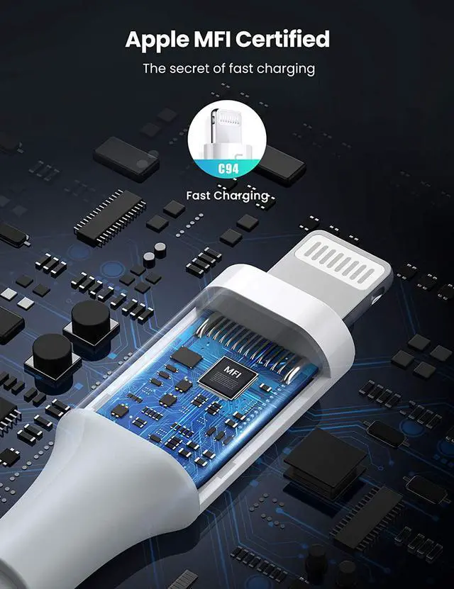 Alt view image 4 of 7 - UGREEN 18W USB C PD Fast Charger with USB C to Lightning Cable MFi Certified iPhone Charging Cable 3FT Compatible for iPhone 13/13 Mini/13 Pro/13 Pro Max/12, iPad, AirPods Pro, Galaxy S20/Note20