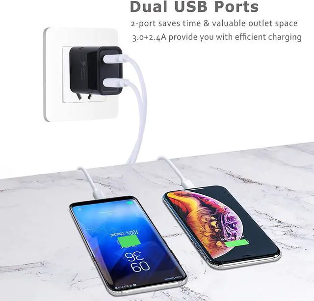 Alt view image 4 of 7 - USB Wall Charger, Pofesun 4-Pack 30W Quick Charging Dual Port USB Wall Charger Block Plug, QC3.0 Power Adapter Charging Box Brick for iPhone 15 14 13 12 Pro Max,iPad Pro,Samsung,LG, Moto,Pixel-Black