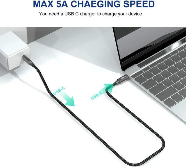 Alt view image 4 of 7 - UNAMAK USB C to USB C Cable 6.6FT (60W 20V/3A) Compatible with iPad Pro 2020 2018, MacBook, MacBook Pro, Pixel, Samsung Galaxy S20, Chromebook and USB-C Mobile Phones -Black